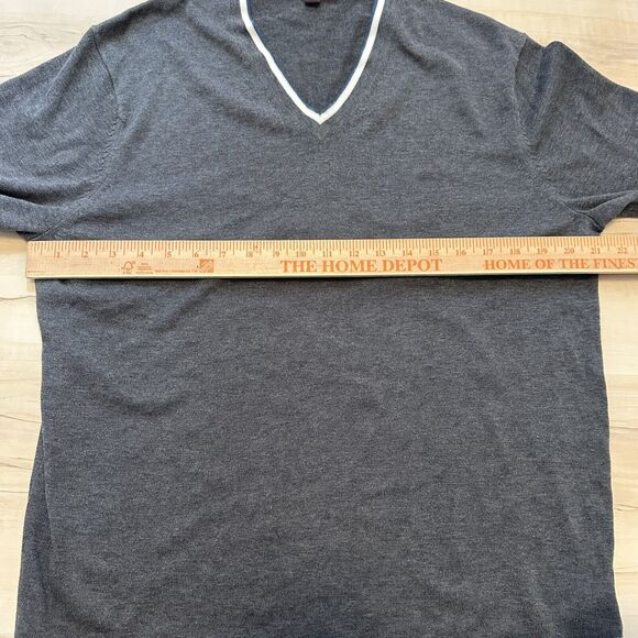 Michael Kors Men's Size Large Sweater 100% Cotton Dark Gray V-Neck Tight Knit - Picture 4 of 7